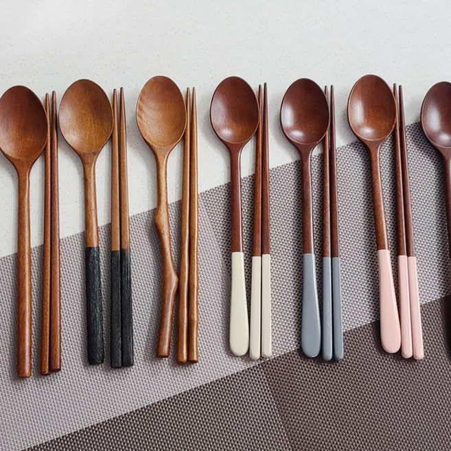 나무 조리도구 100% 천연옻칠 수저 모음, 02_어른 수저세트 3P, 1개