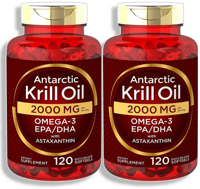 칼라일 남극 크릴 오일 2000mg 퀵 릴리즈 소프트젤, 120정, 2개