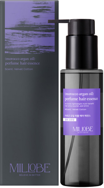 밀로베 아르간 오일 퍼퓸 헤어에센스 벨벳코튼향, 1개, 100ml