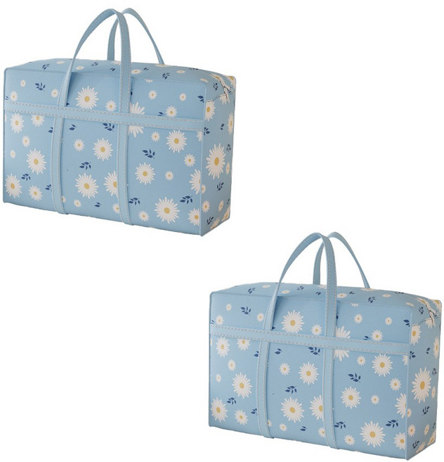에이엔이엠 플라워 낮잠 이불 가방 손잡이 이불 수납 정리함, 2개, 스카이