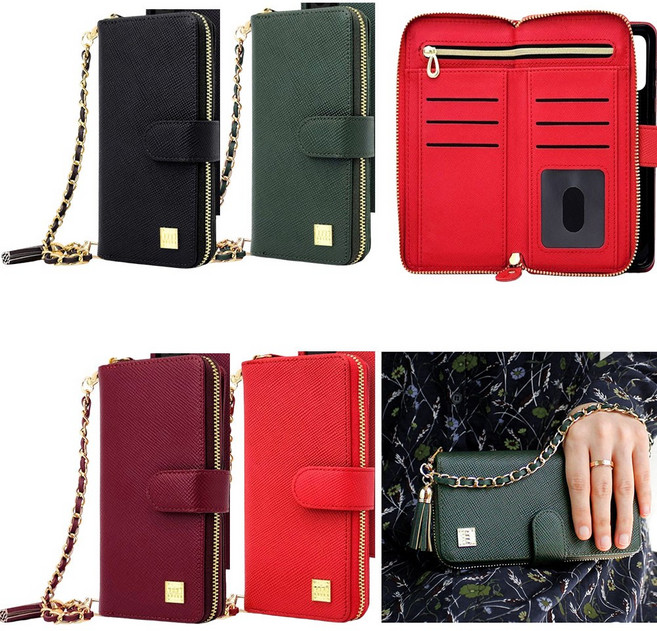 갤럭시 점프3 SM-M446K 좋은그립감 천연 소가죽 손목 스트랩 (모이셉-로이지) 지퍼형 카드 동전 지폐 수납 지갑 다이어리형 휴대폰 케이스