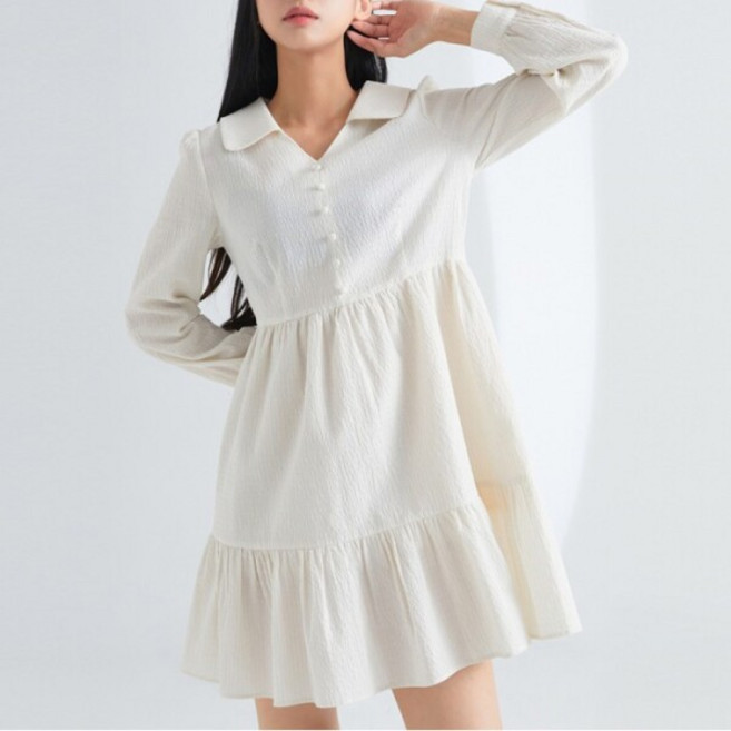 [미쏘(비노출)] [미쏘] A라인 버튼 미니 원피스 (MIWOWC912G-T)