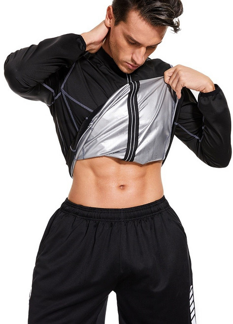 LAZAWG 男士桑拿夾克，乳膠桑拿出汗排汗運動服，慢跑訓練壓縮襯衫