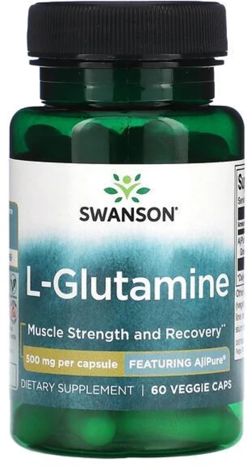 Swanson L-Glutamine 500mg Veggie Caps 스완슨 L-글루타민 500mg 베지 캡, 60정, 2개 - 쿠팡