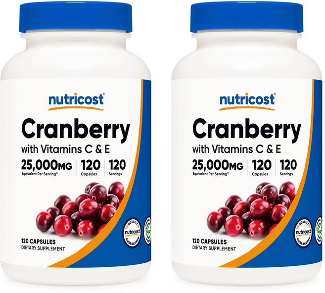 뉴트리코스트 크랜베리 비타민 C & E 25000mg 캡슐, 2개, 120정 - 쿠팡