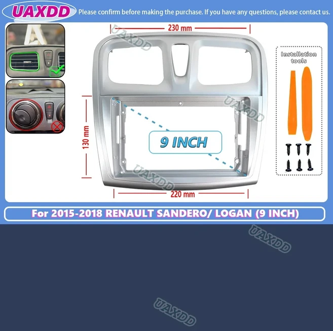 2015-2018 RENAULT SANDERO LOGAN 9INCH 2 Din 자동차 안드로이드 프레임 키트 근막 케이블 하네스 어댑터, 03 For2015-2018 SANDERO