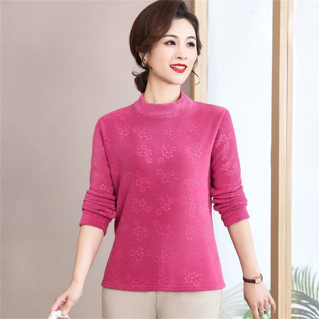 besteffie 여성용 긴팔 티셔츠 가을 겨울 꽃무늬 패턴 부드러운 생신선물