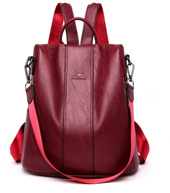 가죽백팩 여성용 도난 방지 가죽 백팩 빈티지 숄더백 대용량 여행 학교 가방