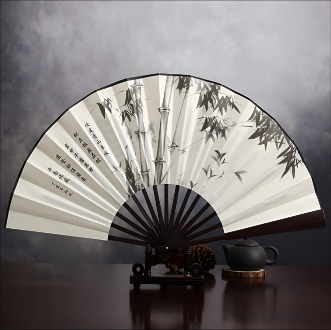 빅스테퍼 대나무 풍경부채 접이식 부채 손부채, 1개, 청풍