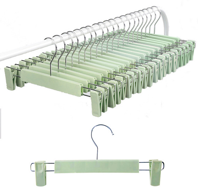 엘홈 파스텔 집게형 옷걸이 고급형 그린 바지걸이 치마걸이 행거, 10개