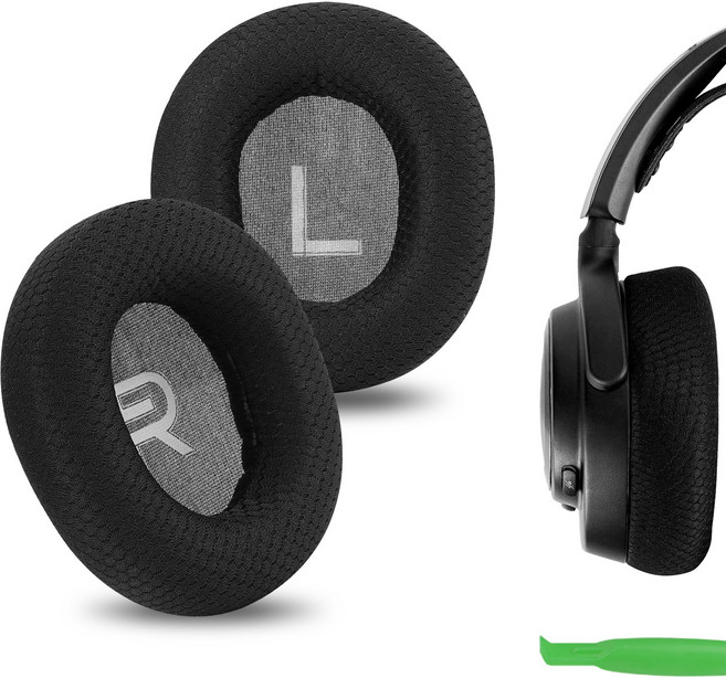 Geekria 컴포트 메시 패브릭 교체용 이어 패드 스틸시리즈 Arctis Nova Pro 유선 /Nova1/Nova3/Nova7 게이밍 헤드셋 이어 쿠션과 호환, 검은색