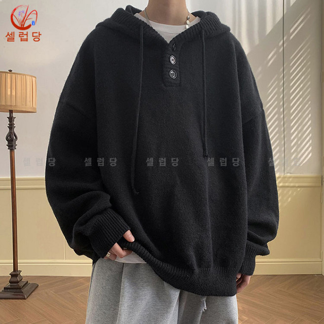 셀럽당 남자 맨투맨 봄가을 후드 스웨터 루즈핏 니트