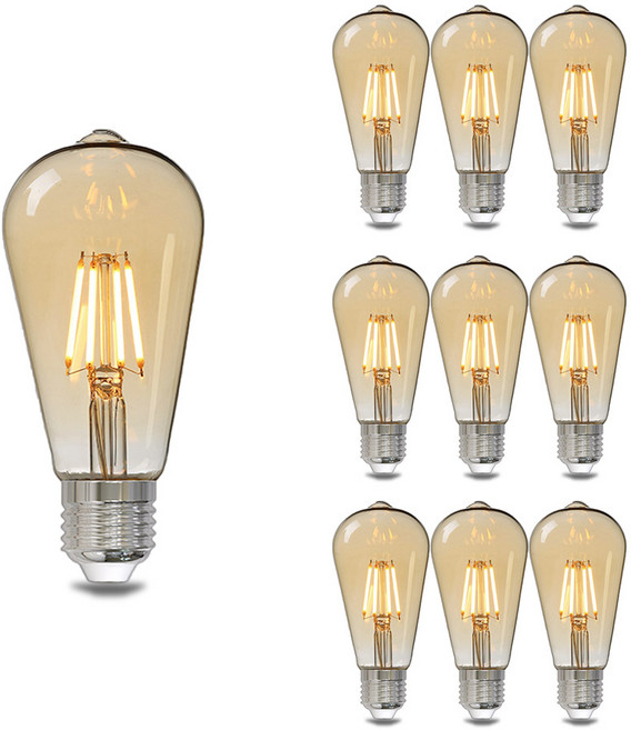 LED 에디슨 전구 ST64 4W, 전구색, 10개