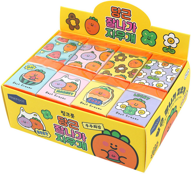 핑크풋 당근 잘나가 지우개 24개입 초등학생 단체선물, 1박스, 단품