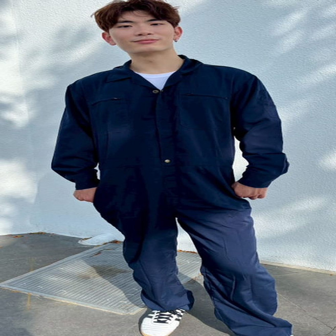 祥暉三軍百貨 男款深藍色工作連身褲, 厚連身, 1件