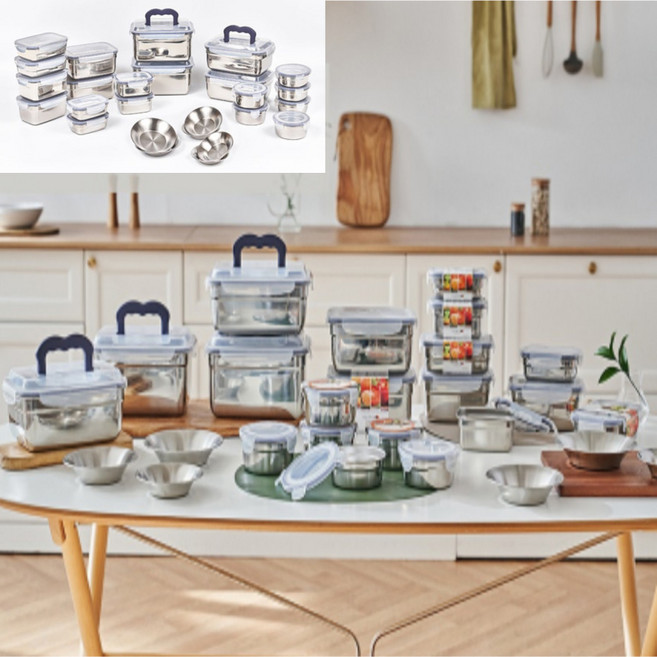 까사맘 스텐 밀폐용기 풀세트 총28종 김치통 반찬통, 1개