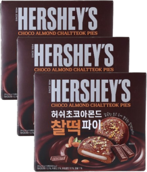 허쉬 초코 아몬드 찰떡파이, 220g, 3개