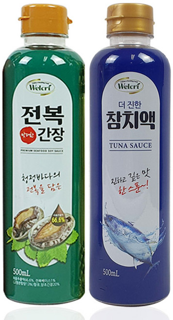 웰크리 전복간장 500ml 1P + 참치액 500ml 1P (케이스없음/벌크), 2개