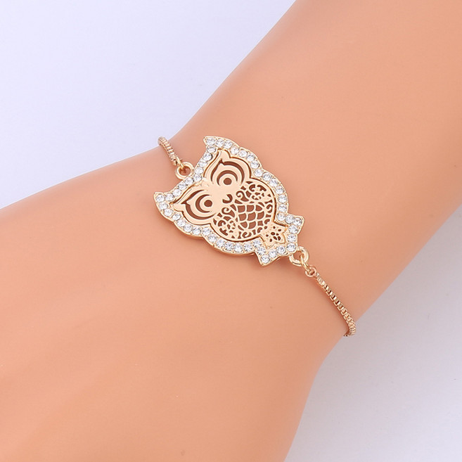 행운팔찌 행운의부엉이 큐빅 체인팔찌 팔찌