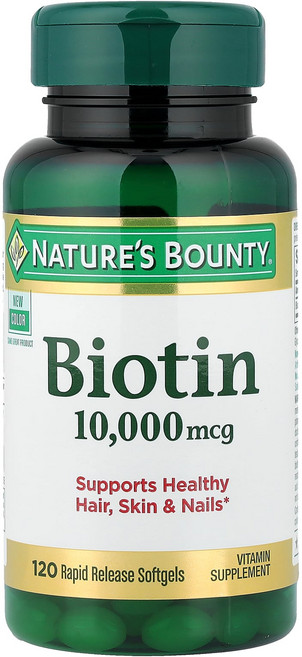 Nature's Bounty Biotin 10 000 mcg 120 Rapid Release Softgels, 10000 mcg, 180 count