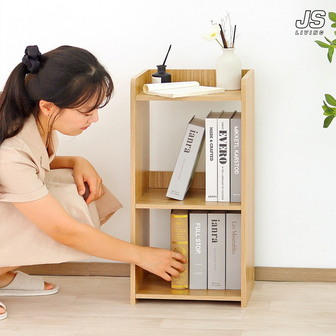 JS리빙 원목 3단 책꽂이 선반 정리함 책상위 책장 겸 수납장 미니 정리대 인테리어 사무용 선반 책상 간이 수납함 책상용 다용도 진열대 북선반 @JSLIVING_09804BOOK9, 브라운계열, 코보