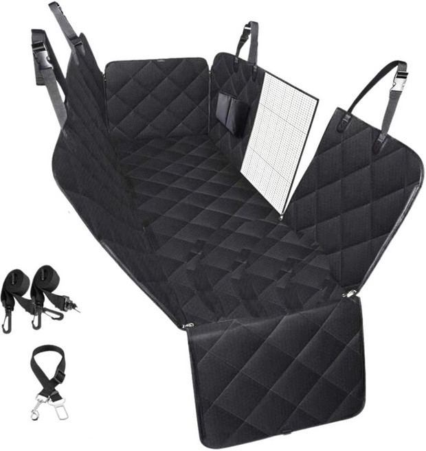 나나봉봉 안전벨트포함 강아지 뒷좌석 카시트, 1개, 블랙&블랙