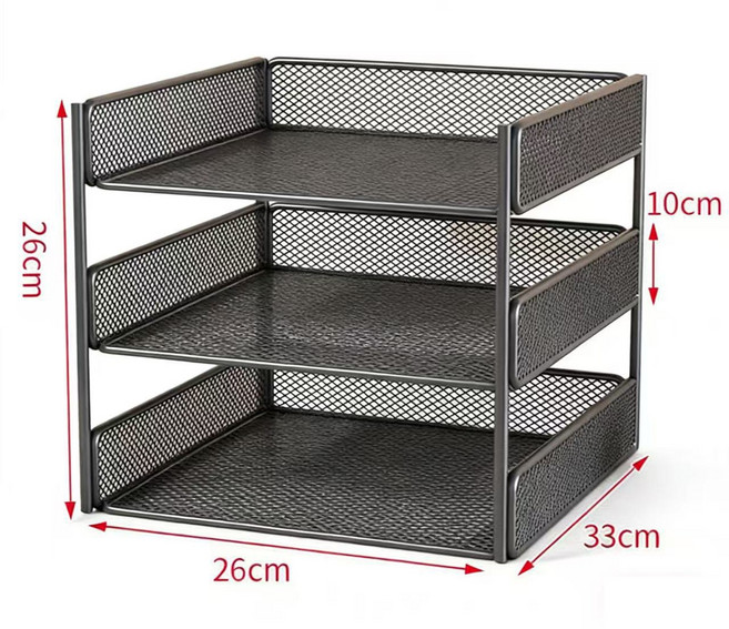책상 서류 정리 트레이 대용량 A4 파일 서리 정리함 사무실 자료 수납함 YCY, 3단, 블랙