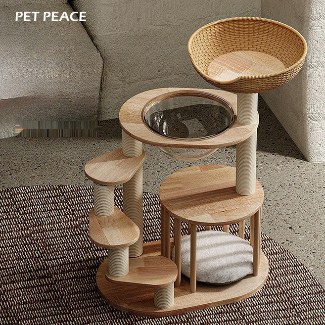 포펫리빙 먼치킨 캣타워 고양이 고양이집 다리짧은 고양이 고양이용품 원목, 1개, X-02 단다리 고양이 타워 방수형