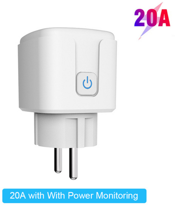 스마트 소켓 EU16A/20A WiFi 플러그 전력 모니터링 Smart Life App과 호환 Assistant 및 Alexa te, TUYA 20A, 1개