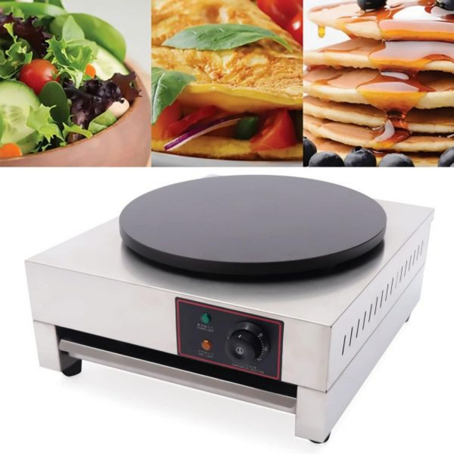 16인치 상업용 크레이프 메이커 1700W 전기 팬케이크 메이커 논스틱 원형 크레이프 핫플레이트 그리들 기계로 블린트 계란 토르티야용 온도 조절 가능, 1개
