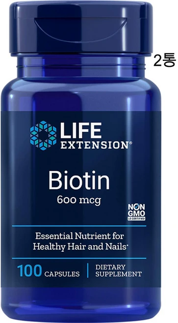 라이프익스텐션 비오틴 Biotin 600mcg 100캡슐, 100정, 2개 - 쿠팡