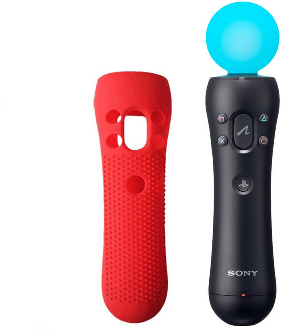 PS3 PS4 PS5 플스 VR 무브 봉 모션 컨트롤러 실리콘 케이스 커버, 레드, 1개