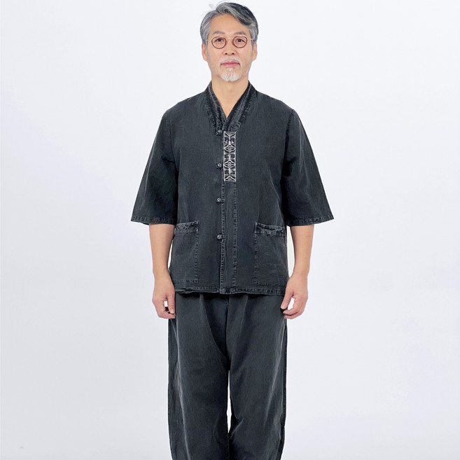 백제봉 생활한복 여름 7부 전통문양 저고리 바지 한벌 개량한복 세트 남자 남성 여자 여성 5색상