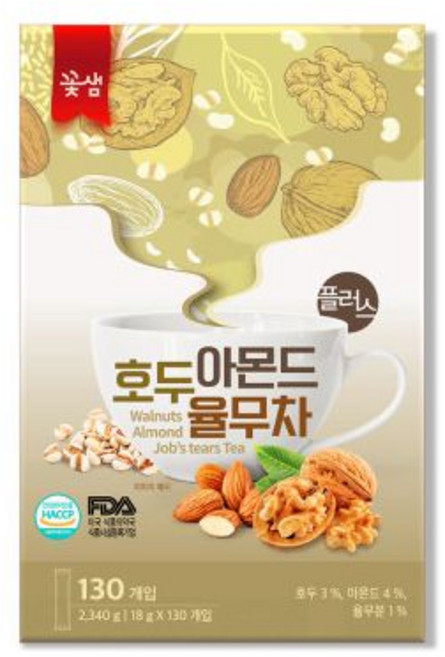 꽃샘 호두아몬드율무차 130T 천마차/율무차/선식, 18g, 130개, 1개