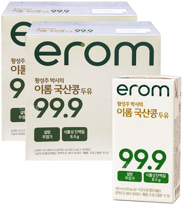 이롬 황성주 박사의 이롬 국산콩 두유 99.9, 32개, 190ml