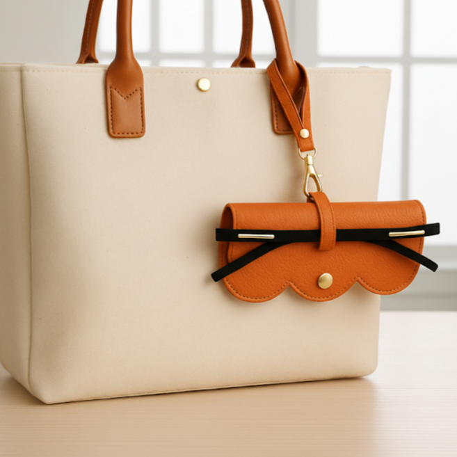 반디온 휴대용 가죽 선글라스케이스 슬림 키링