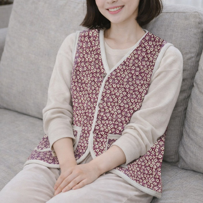 [35색상] [size 55~88] 레트로 플라워 촌캉스 베스트 F890 할머니 할매 남여 엄마 학생 꽃무늬 보온 방한 빅사이즈 조끼