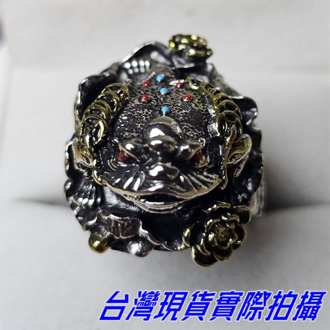 Sun_Plus 尼森02 中國風復古泰銀手工鑲嵌寶石男士個性戒指