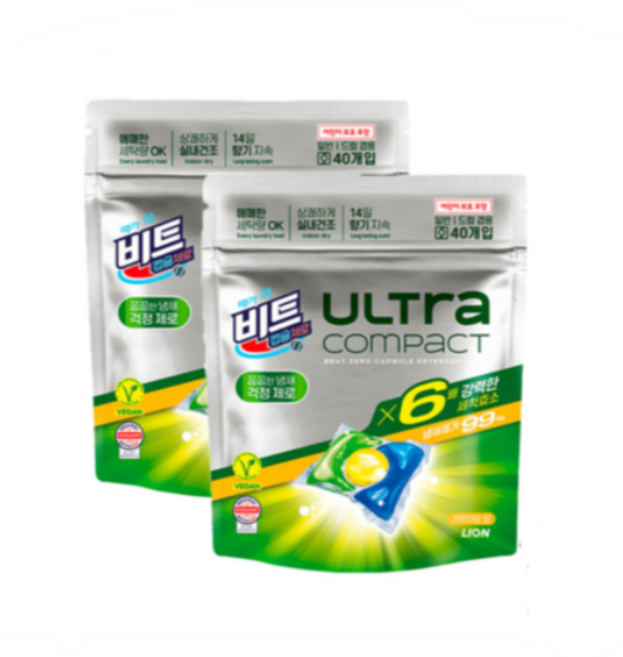 비트 제로 울트라 콤팩트 캡슐세제 (40캡슐) 1P, 2세트, 40개입