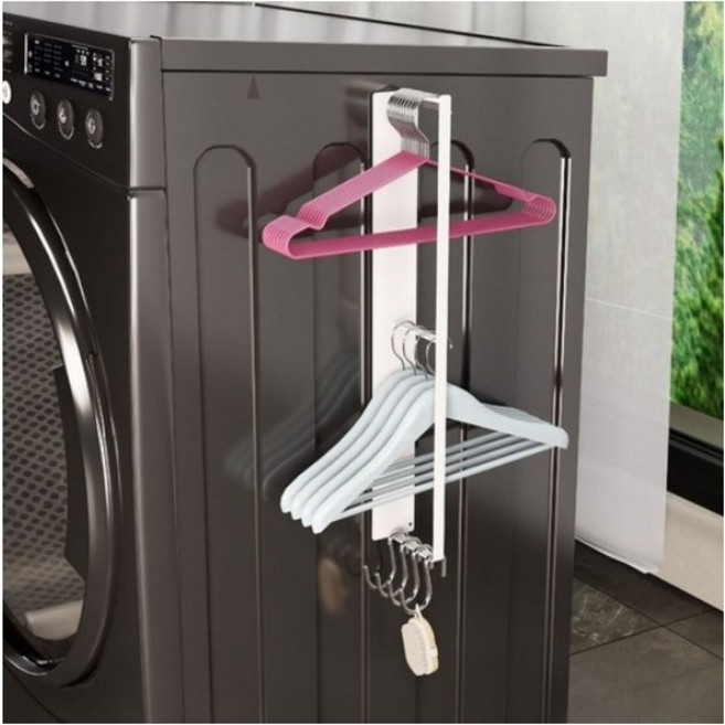 세탁기 측면 부착형 자석 옷걸이 정리 선반 욕실 의류 정리 수납 랙H358, 1개, 화이트 (이중 구조)
