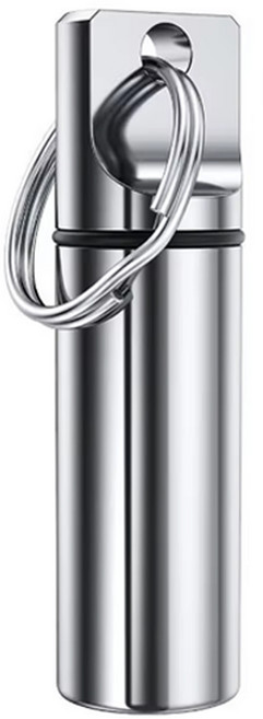 메탈실버 알미늄 알약통 키홀더 열쇠고리 약통알약케이스 휴대용 방수, 메탈실버 약통, 1개