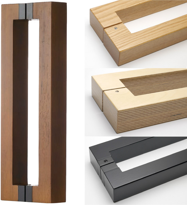 무드체인지 원목 사각 강화도어 유리문 손잡이 센터340mm, 월넛