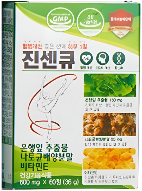 혈액순환 진센큐 영양제 은행잎추출물 나토키나제 징코 혈행 기억력 개선 두뇌 뇌건강 키토나제12 효소, 60정, 1세트