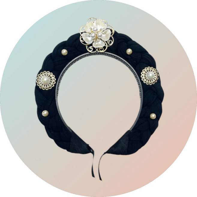 두두리니 한복 중전마마 머리띠 여아 한복머리띠 헤어장신구 가채 명절 한복헤어악세사리