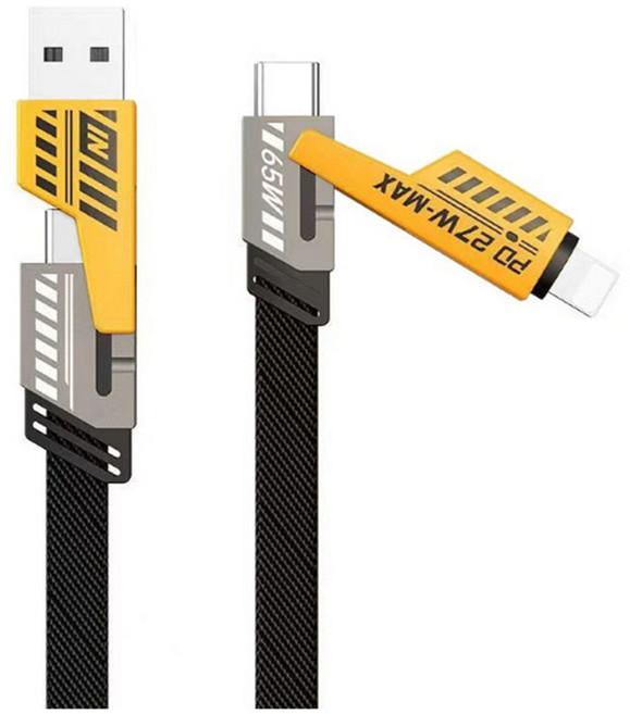 JS購物 耐用編織線 適用多種設備, 65W四合一機甲充電線, 1個, 150cm