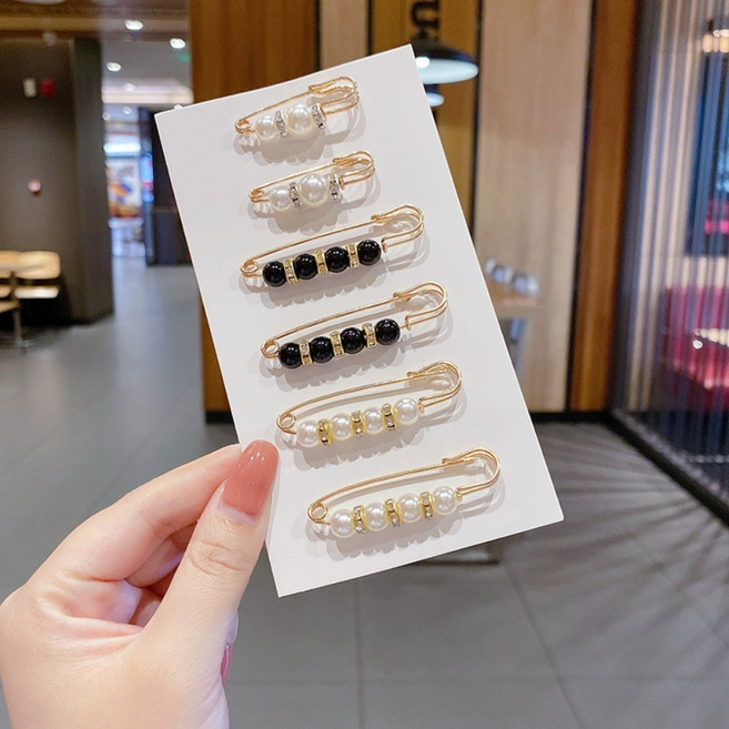 고급 진주 옷핀 여성 패션 악세사리 매너 브로치 세트