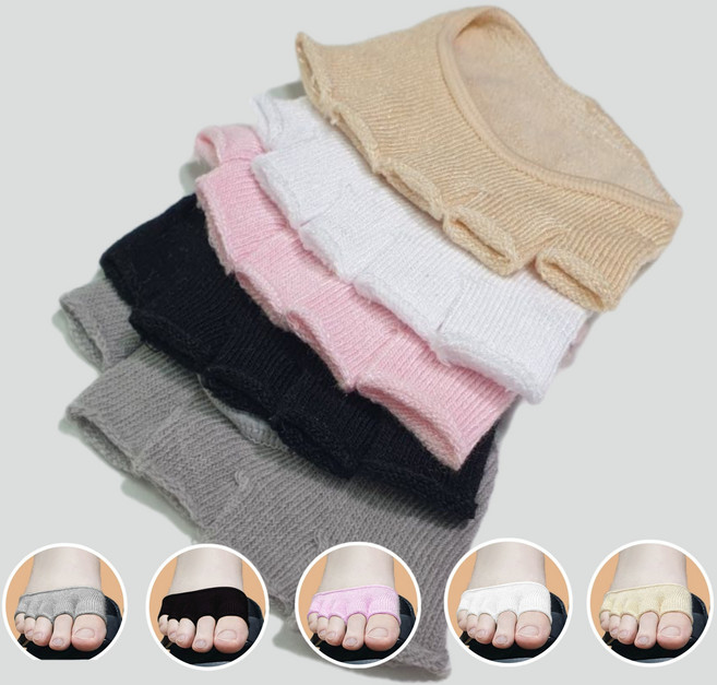 아일리브 토우캡 여자 발가락양말 5켤레, 혼합