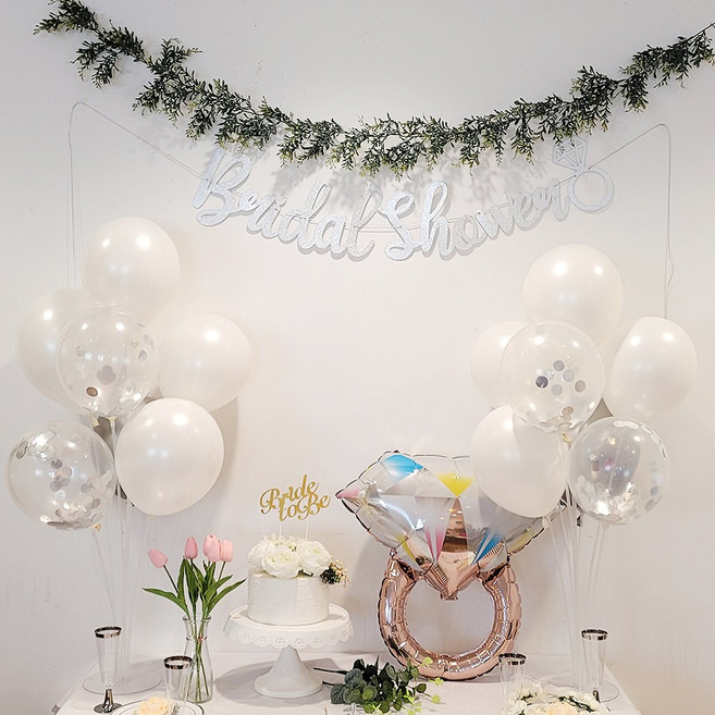올리브파티 보태니컬 브라이덜샤워 풍선 세트, 화이트, 1세트