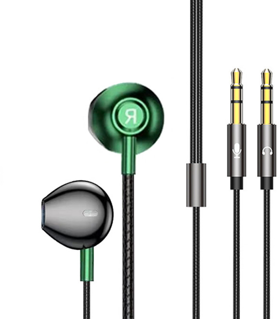 筆電桌機電腦專用半入耳式耳機 雙插頭遊戲耳機 3.5MM插口 即插即用 隔音降噪 線控 通話