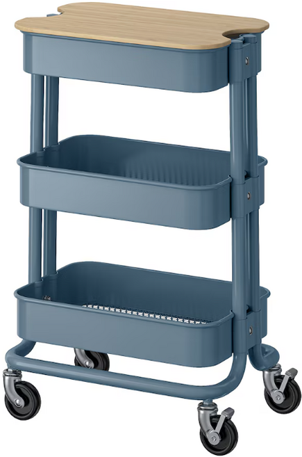 이케아 RASKOG 로스코그 / NORRAVA 노로바카트+뚜껑, 그레이블루